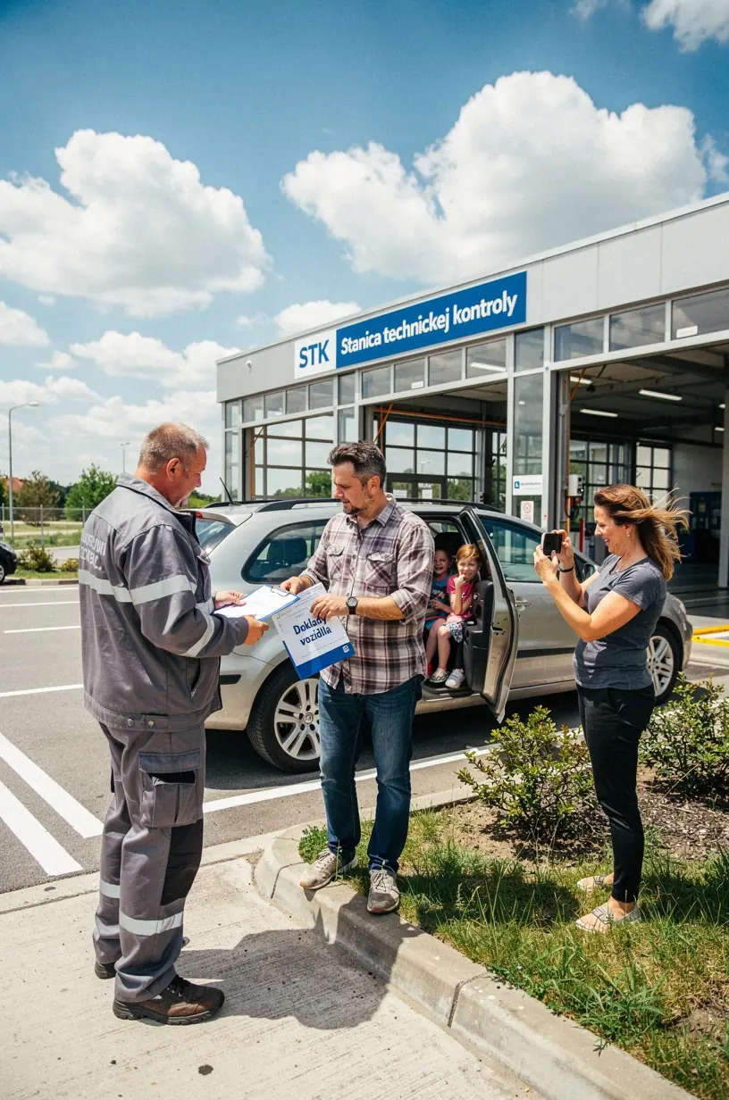Pracovisko s diagnostickým zariadením na kontrolu emisií a technického stavu vozidla.